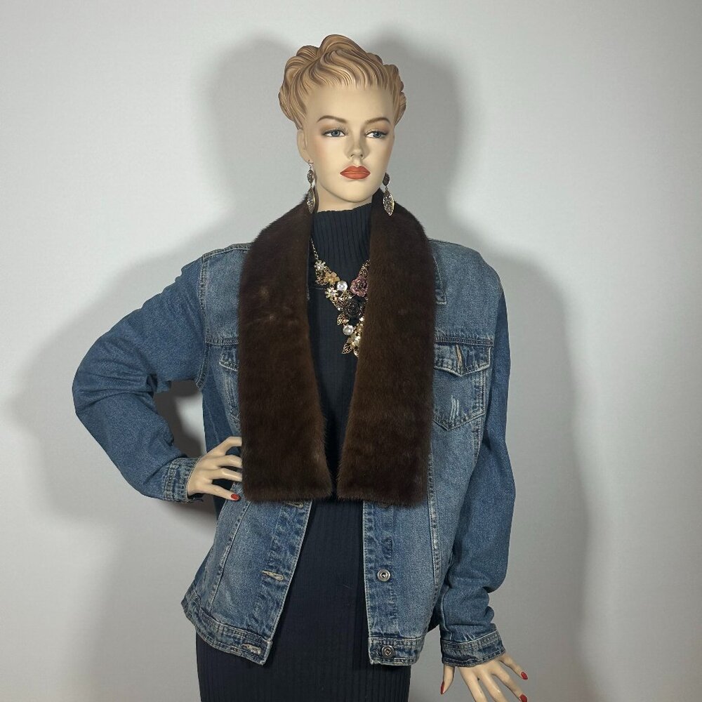 Vintage Mahogany Mink Fur Collar Scarf – 44” Length